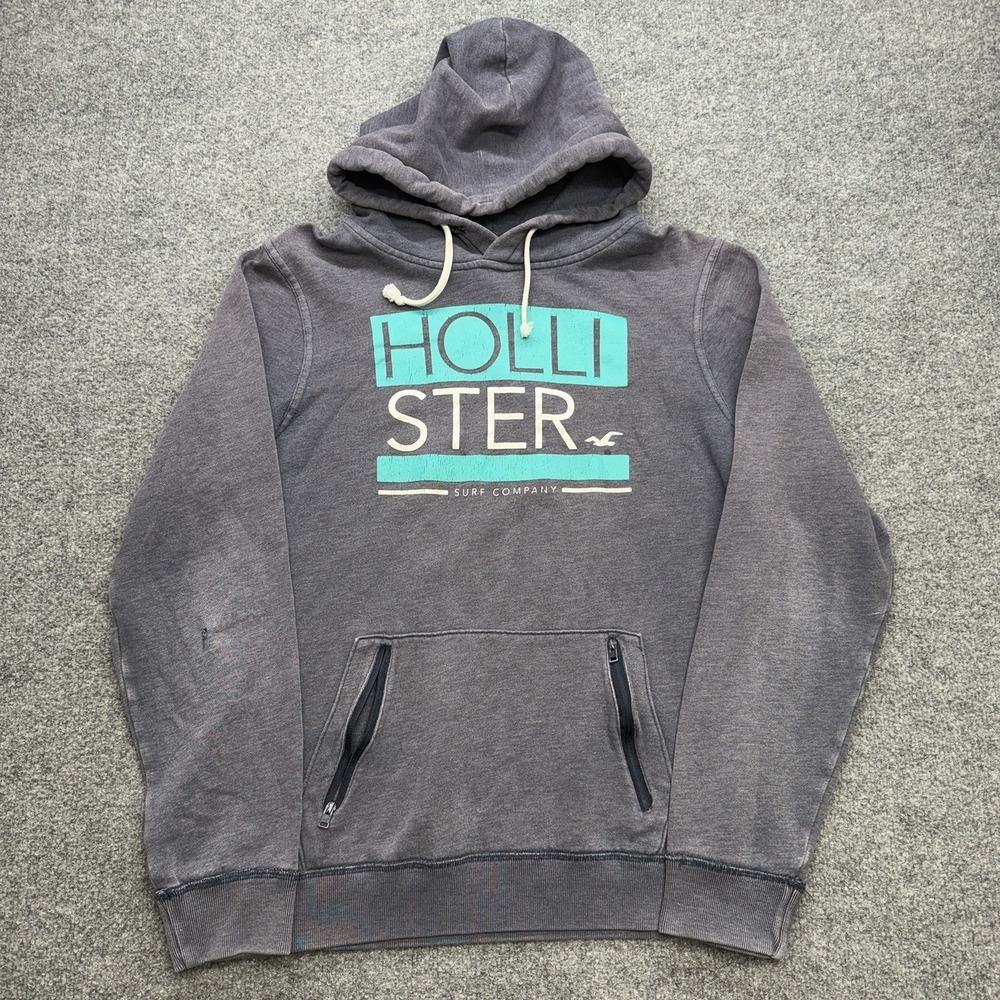 Hollister Men's Hoodie Size‎ Medium Faded Y2K Distressed Surf Company